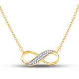 Diamond Pendant Necklace |  10kt Yellow Gold Womens Round Diamond Infinity Pendant Necklace 1/6 Cttw |  Splendid Jewellery