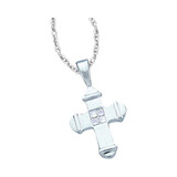 Diamond Cross Pendant |  14kt White Gold Womens Princess Diamond Cross Pendant 1/20 Cttw |  Splendid Jewellery