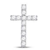Diamond Cross Pendant |  10kt White Gold Womens Round Diamond Religious Cross Pendant 1/5 Cttw |  Splendid Jewellery