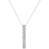 Diamond Fashion Pendant |  10kt White Gold Womens Round Baguette Diamond Vertical Bar Pendant 1/2 Cttw |  Splendid Jewellery