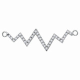 Diamond Pendant Necklace |  14kt White Gold Womens Round Diamond Heartbeat Bar Pendant Necklace 1/2 Cttw |  Splendid Jewellery