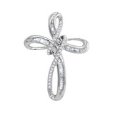 Diamond Cross Pendant |  10kt White Gold Womens Round Diamond Cross Pendant 1/5 Cttw |  Splendid Jewellery