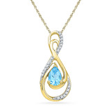 Gemstone Fashion Pendant |  10kt Yellow Gold Womens Oval Lab-Created Blue Topaz Solitaire Pendant 3/4 Cttw |  Splendid Jewellery