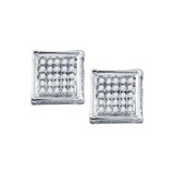 Men's Diamond Earrings |  10kt White Gold Mens Round Diamond Square Earrings 1/8 Cttw |  Splendid Jewellery