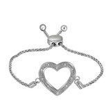 Bracelets |  Sterling Silver Womens Round Diamond Heart Bolo Bracelet 1/20 Cttw |  Splendid Jewellery