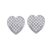 Earrings |  10kt White Gold Womens Round Diamond Heart Cluster Earrings 1/10 Cttw |  Splendid Jewellery Earrings |  10kt White Gold Womens Round Diamond Heart Cluster Earrings 1/10 Cttw |  Splendid Jewellery