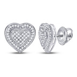 Earrings |  10kt White Gold Womens Round Diamond Heart Cluster Earrings 1/4 Cttw |  Splendid Jewellery Earrings |  10kt White Gold Womens Round Diamond Heart Cluster Earrings 1/4 Cttw |  Splendid Jewellery