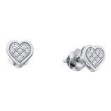 Earrings |  10kt White Gold Womens Round Diamond Heart Cluster Earrings 1/5 Cttw |  Splendid Jewellery Earrings |  10kt White Gold Womens Round Diamond Heart Cluster Earrings 1/5 Cttw |  Splendid Jewellery