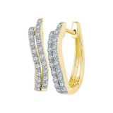Earrings |  10kt Yellow Gold Womens Round Diamond Hoop Earrings 1/5 Cttw |  Splendid Jewellery