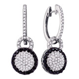 Earrings |  10kt White Gold Womens Round Black Color Enhanced Diamond Dangle Earrings 1/2 Cttw |  Splendid Jewellery