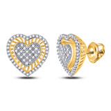 Earrings |  10kt Yellow Gold Womens Round Diamond Heart Cluster Stud Earrings 1/3 Cttw |  Splendid Jewellery Earrings |  10kt Yellow Gold Womens Round Diamond Heart Cluster Stud Earrings 1/3 Cttw |  Splendid Jewellery