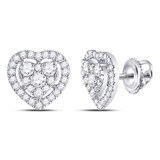 Earrings |  10kt White Gold Womens Round Diamond Heart Cluster Earrings 3/4 Cttw |  Splendid Jewellery Earrings |  10kt White Gold Womens Round Diamond Heart Cluster Earrings 3/4 Cttw |  Splendid Jewellery