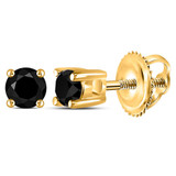 Earrings |  14kt Yellow Gold Womens Round Black Color Enhanced Diamond Solitaire Earrings 1/4 Cttw |  Splendid Jewellery Earrings |  14kt Yellow Gold Womens Round Black Color Enhanced Diamond Solitaire Earrings 1/4 Cttw |  Splendid Jewellery