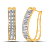Earrings |  10kt Yellow Gold Womens Round Prong-set Diamond Four Row Hoop Earrings 1/2 Cttw |  Splendid Jewellery