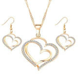 Heart Pendant and Earring Set With Necklace