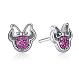 Sterling Silver Red Mickey Shape Earring