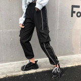 High Waist Elastic Cargo Pants