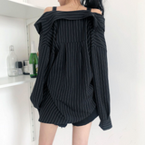 Black Striped Off Shoulder Blouse