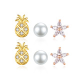 'Miriana' Set of Earrings - 18K Gold & Sterling Silver