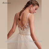 Sexy Women A Line Wedding Dress Boho Tulle Beach Wedding Dress White Bridal Gown