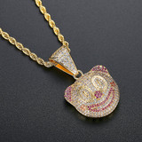'BITTING AVE' Clown 5ct Necklace - 18K Gold Finish