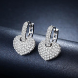 1.25ct 18K Gold Finish Heart Dangle Drop Huggie Earrings