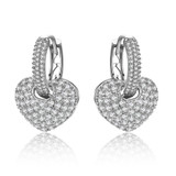 1.25ct 18K Gold Finish Heart Dangle Drop Huggie Earrings