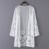 Beach Kimono Solid See Through Floral Crochet Lace Bikini Cover Up