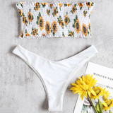 Sunflower Smocked Thong Shirred Set Beach Two Piece