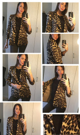 Multi-color Shawl Collar Gathered Sleeve Leopard Blazer