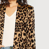 Multi-color Shawl Collar Gathered Sleeve Leopard Blazer