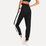 Contrast Side Tape Drawstring Waist Casual Harem Sweatpants