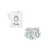 Avocado Print Short Sleeve Tee and Elastic Waist Shorts Set