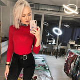Cotton Letter Print Turtleneck Bodysuits Party Fashion