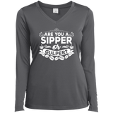Ladies' LS Performance V-Neck T-Shirt Coffee Sipper