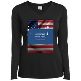 Ladies' LS Performance V-Neck T-Shirt Americans Never Quit