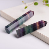 Natural Hexagonal Crystal Quartz Healing Fluorite Wand Stone Purple Green