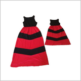 Mama & daughter red striped matching dresses