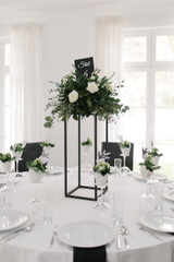 Matte Black Modern Rectangular Tall Metal Stand Wedding Centerpiece
