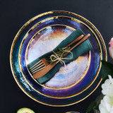 Iridescent Glass Charger with Gold Rim