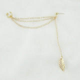LEAFY DREAMS - LEAF SHAPED TASSEL CUFF EARRINGS