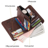 Men's Rfid Bifold Genuine Leather Wallet Zipper Purse