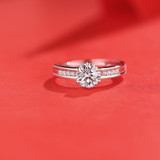 0.5ct/1.0ct Classic Round Brilliant Cut Moissanite Diamond Ring Adjustable Size