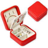 Leather Square Portable Jewelry Storage Box With Mirror