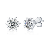 0.5ct/1.0ct Snowflake Round Brilliant Cut Moissanite Diamond Stud Earrings