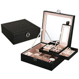 Leather Square Embroidered Jewelry Storage Box