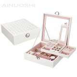 Leather Square Embroidered Jewelry Storage Box