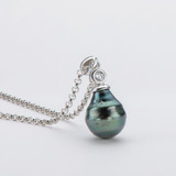 Sterling Silver Cultured Tahitian Black Baroque Pearl Pendant Necklace Sterling Silver Cultured Tahitian Black Baroque Pearl Pendant Necklace