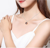 925 Sterling Silver Tahitian Cultured Black Pearl Created White Diamond Pendant Necklace