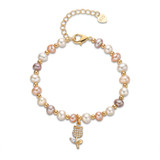Lovely  Flower Natural Cultured Freshwater Pearl Bracelet